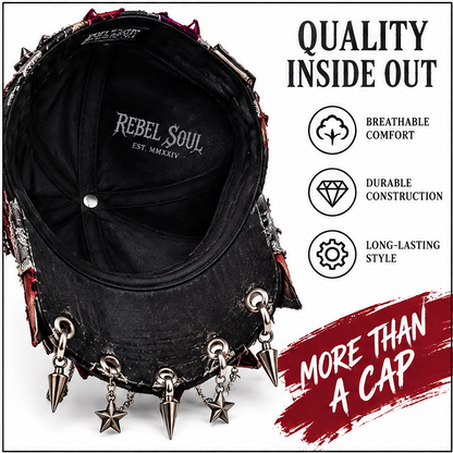 🏀KIOVERA® Dragon Scale Baseball Cap - Vintage Distressed Dad Hat with Metal Accents & Adjustable Strap for Unique Style